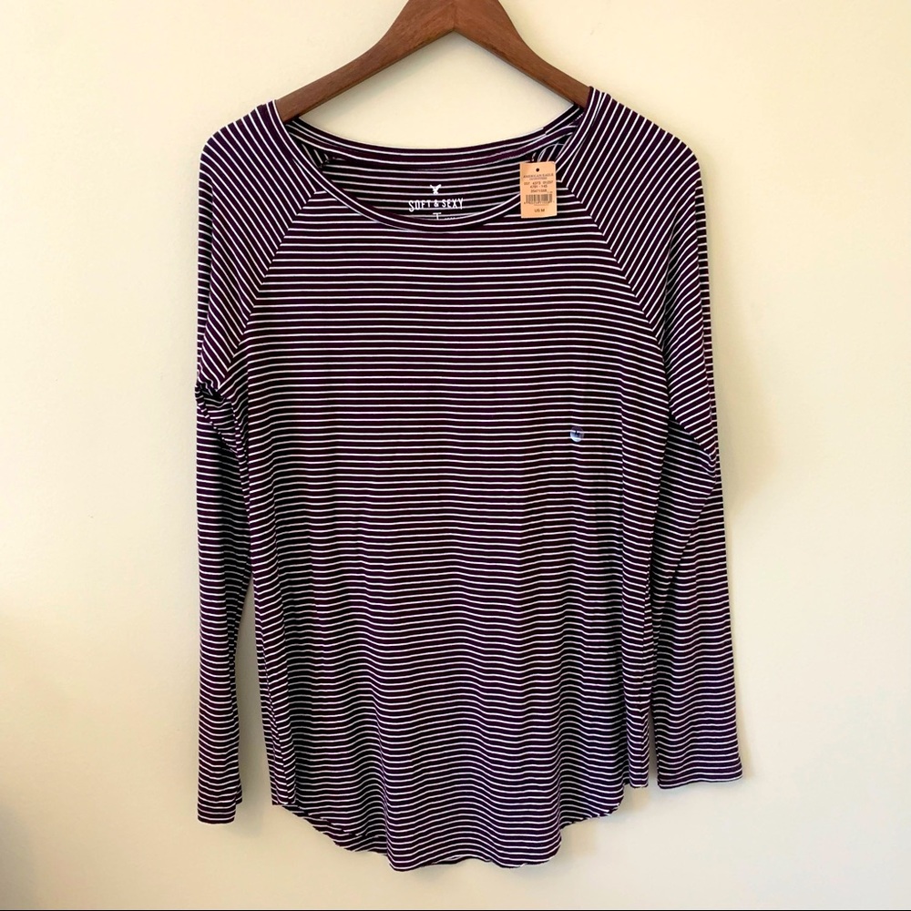 American Eagle Soft & Sexy NWT Long Sleeve Tee, Maroon/Burgundy, Size Medium
